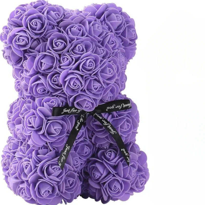 ROSE ETERNELLE OURS EN PELUCHE VIOLET - THT