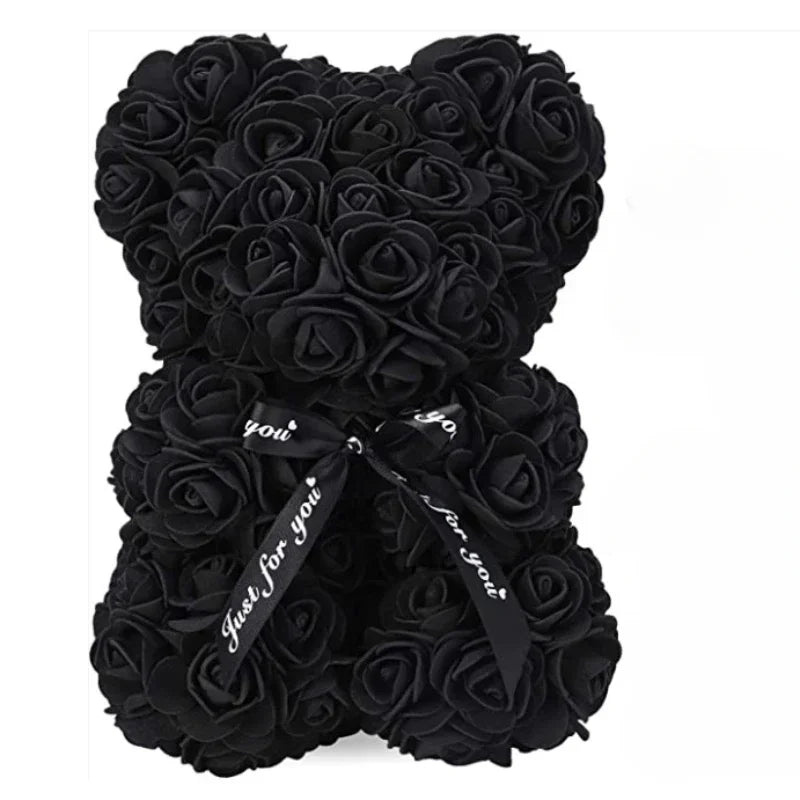 ROSE ETERNELLE OURS EN PELUCHE NOIR - THT