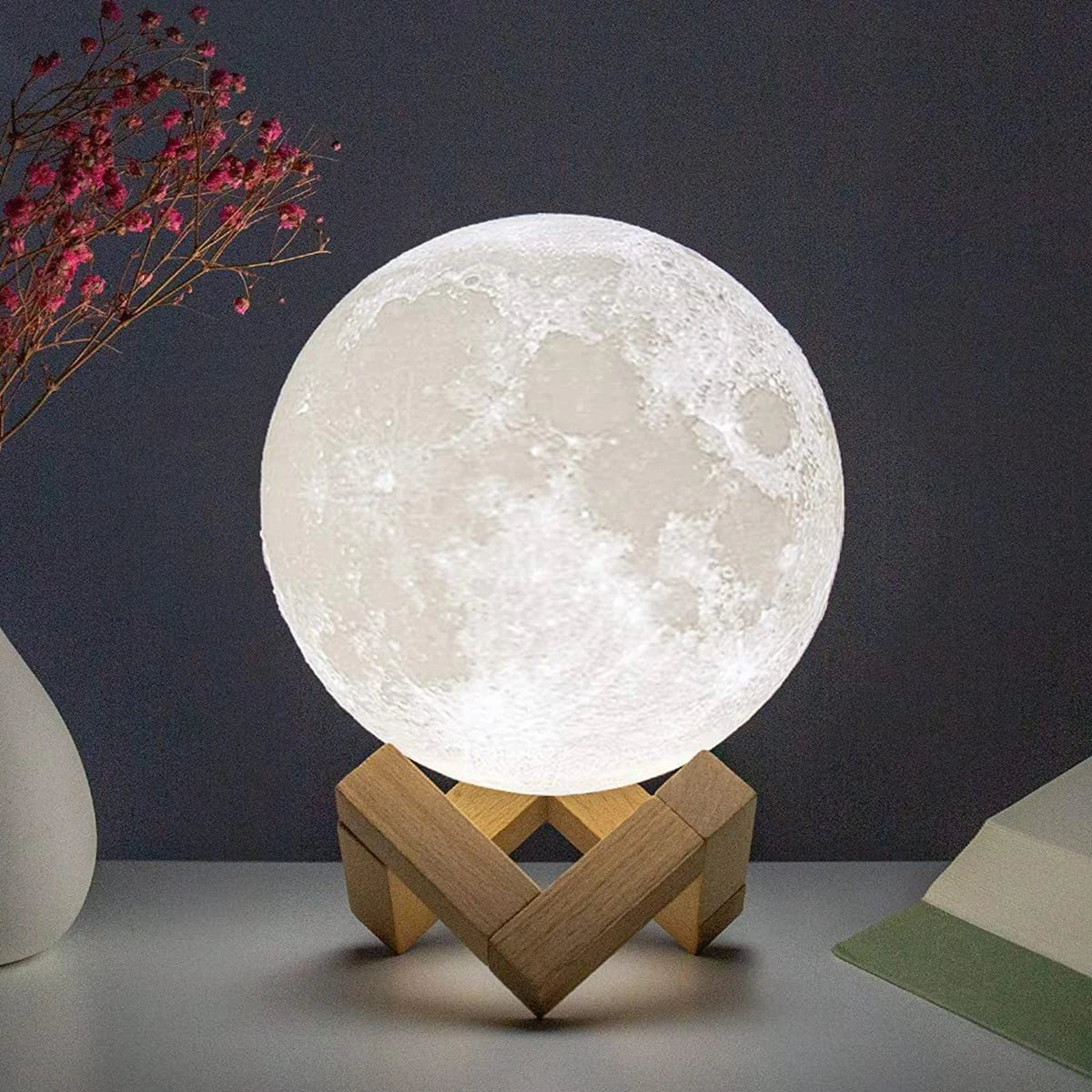 LAMPE LUNE LED AVEC SUPPORT BLANC - THT