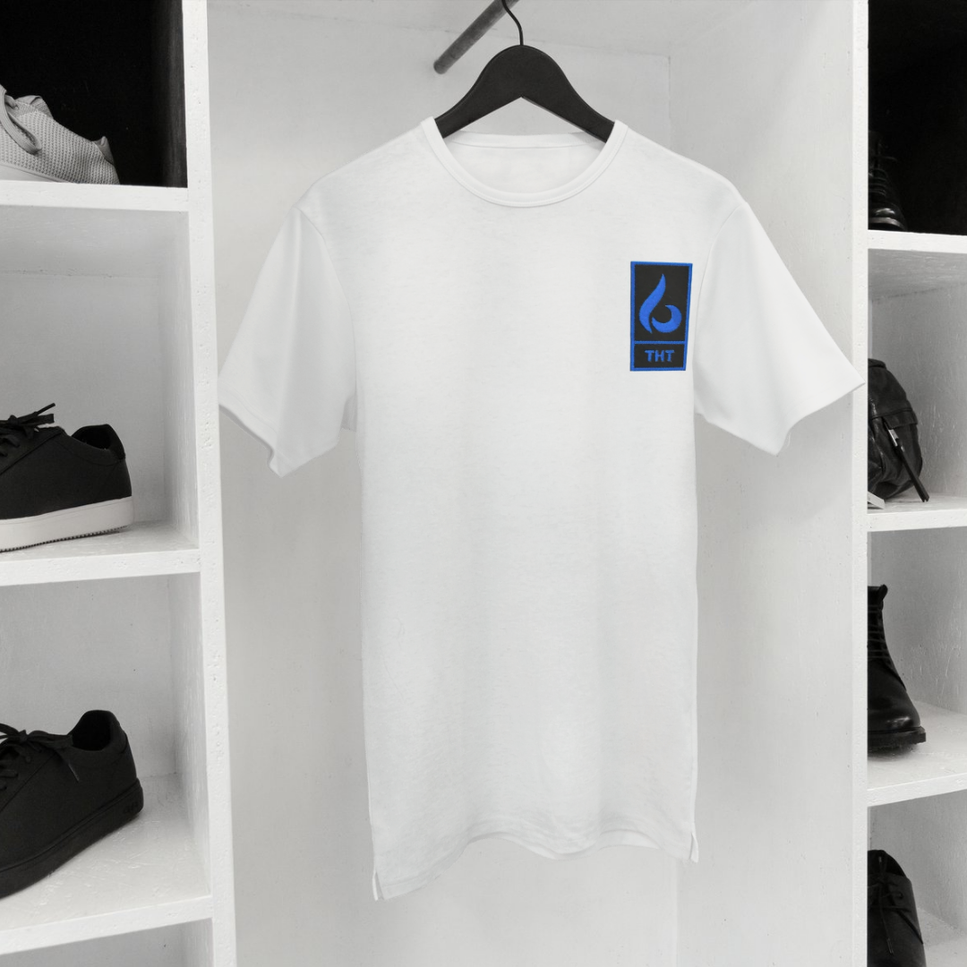 T-SHIRT BLANC/BLEU STYLE - THT -  HOMME/FEMME