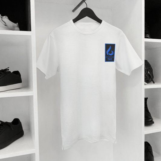 T-SHIRT BLANC/BLEU STYLE - THT -  HOMME/FEMME