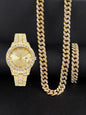 MONTRE DE LUXE EN ALLIAGE DE DIAMANT AVEC ACCESSOIRES OR - THT