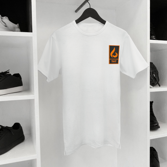 T-SHIRT BLANC/ORANGE STYLE - THT -  HOMME/FEMME
