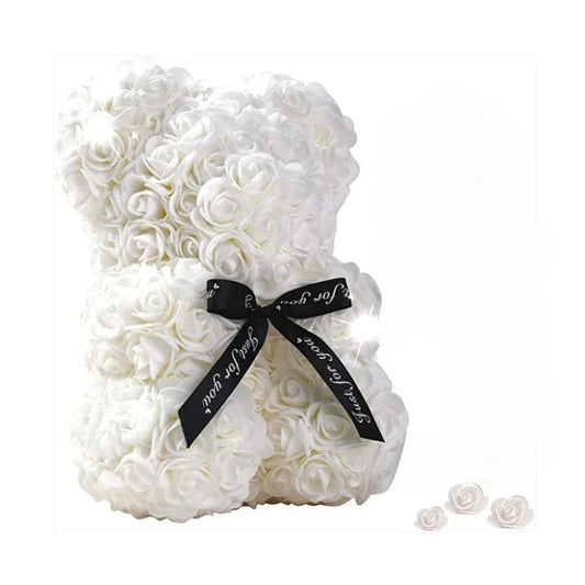 ROSE ETERNELLE OURS EN PELUCHE BLANC - THT