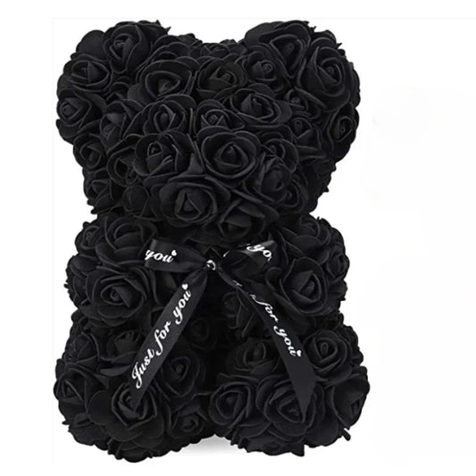 ROSE ETERNELLE OURS EN PELUCHE NOIR - THT