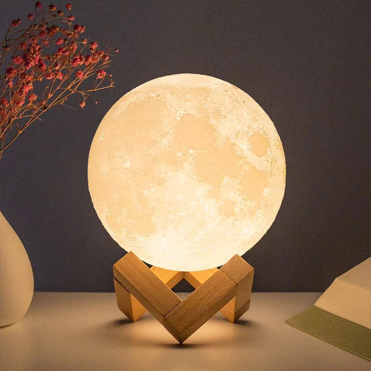 LAMPE LUNE LED AVEC SUPPORT JAUNE - THT
