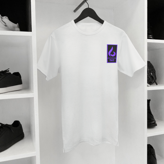 T-SHIRT BLANC/VIOLET STYLE - THT -  HOMME/FEMME