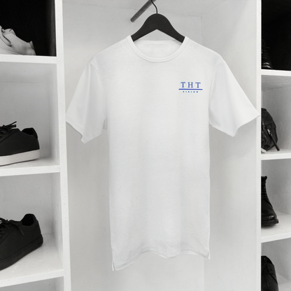 T-SHIRT BLANC/BLEU SIGNATURE - THT -  HOMME/FEMME
