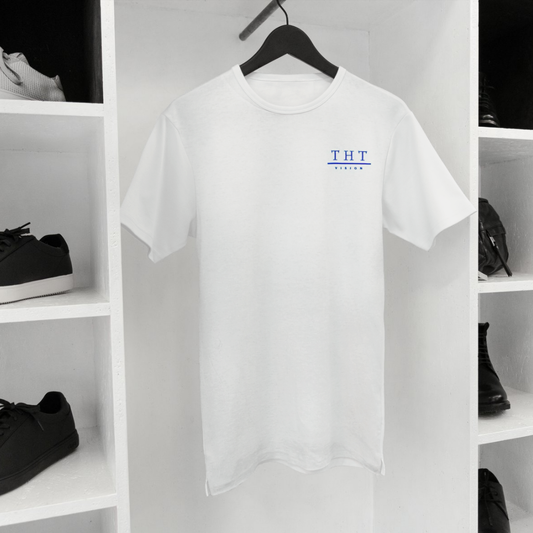 T-SHIRT BLANC/BLEU SIGNATURE - THT -  HOMME/FEMME