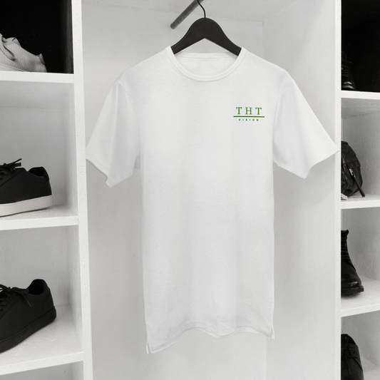 T-SHIRT BLANC/VERT SIGNATURE - THT -  HOMME/FEMME
