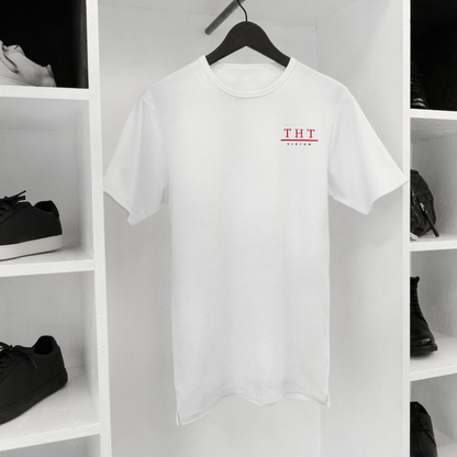 T-SHIRT BLANC/ROUGE SIGNATURE - THT -  HOMME/FEMME