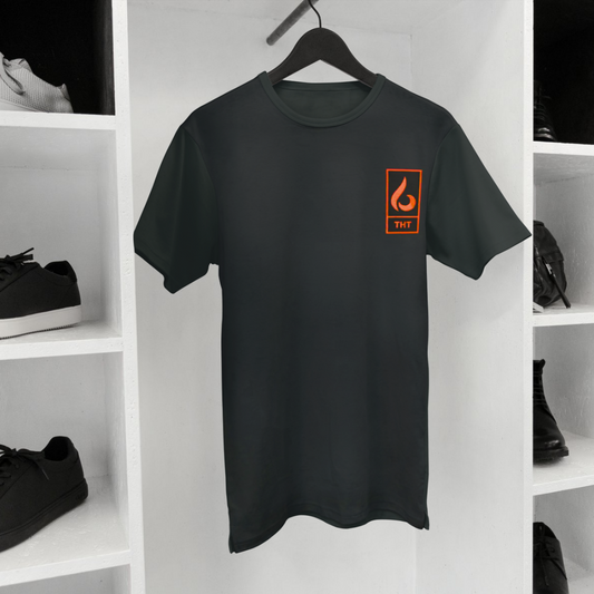 T-SHIRT NOIR/ORANGE STYLE - THT -  HOMME/FEMME