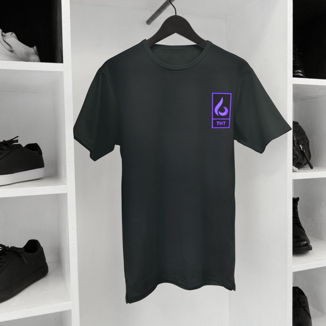 T-SHIRT NOIR/VIOLET STYLE - THT -  HOMME/FEMME
