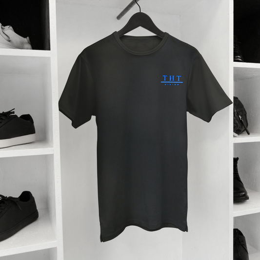 T-SHIRT NOIR/BLEU SIGNATURE - THT -  HOMME/FEMME