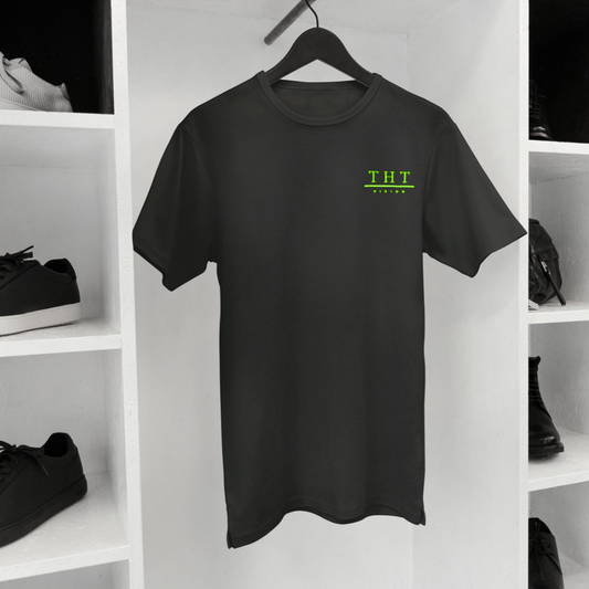 T-SHIRT NOIR/VERT SIGNATURE - THT -  HOMME/FEMME
