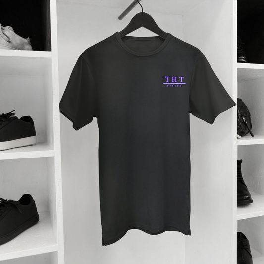 T-SHIRT NOIR/VIOLET SIGNATURE - THT -  HOMME/FEMME