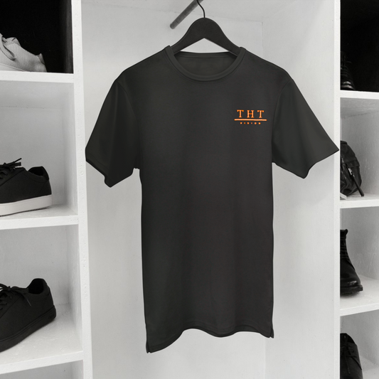 T-SHIRT NOIR/ORANGE SIGNATURE - THT -  HOMME/FEMME