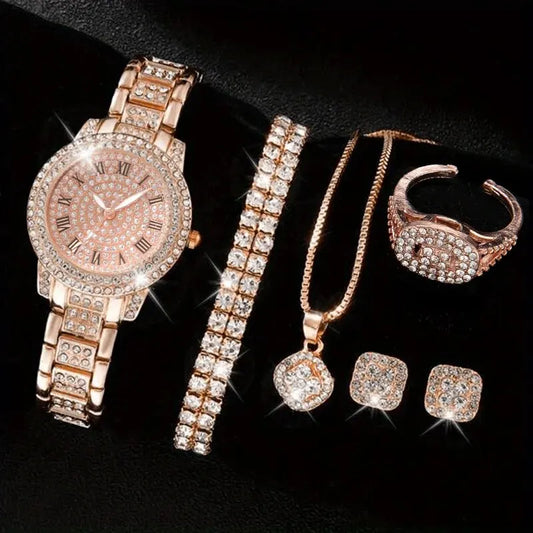 MONTRE DE LUXE ET ACCESSOIRES EN CRISTAL ROSE POUR FEMMES - THT