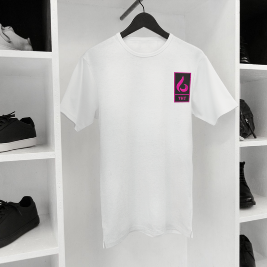 T-SHIRT BLANC/ROSE STYLE - THT -  HOMME/FEMME
